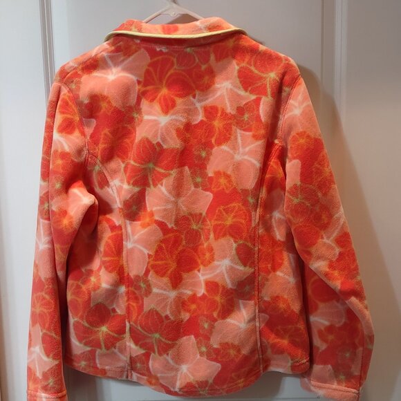 LL Bean fleece pullover sweater, sz M, tropical floral print NWT - Picture 2 of 4